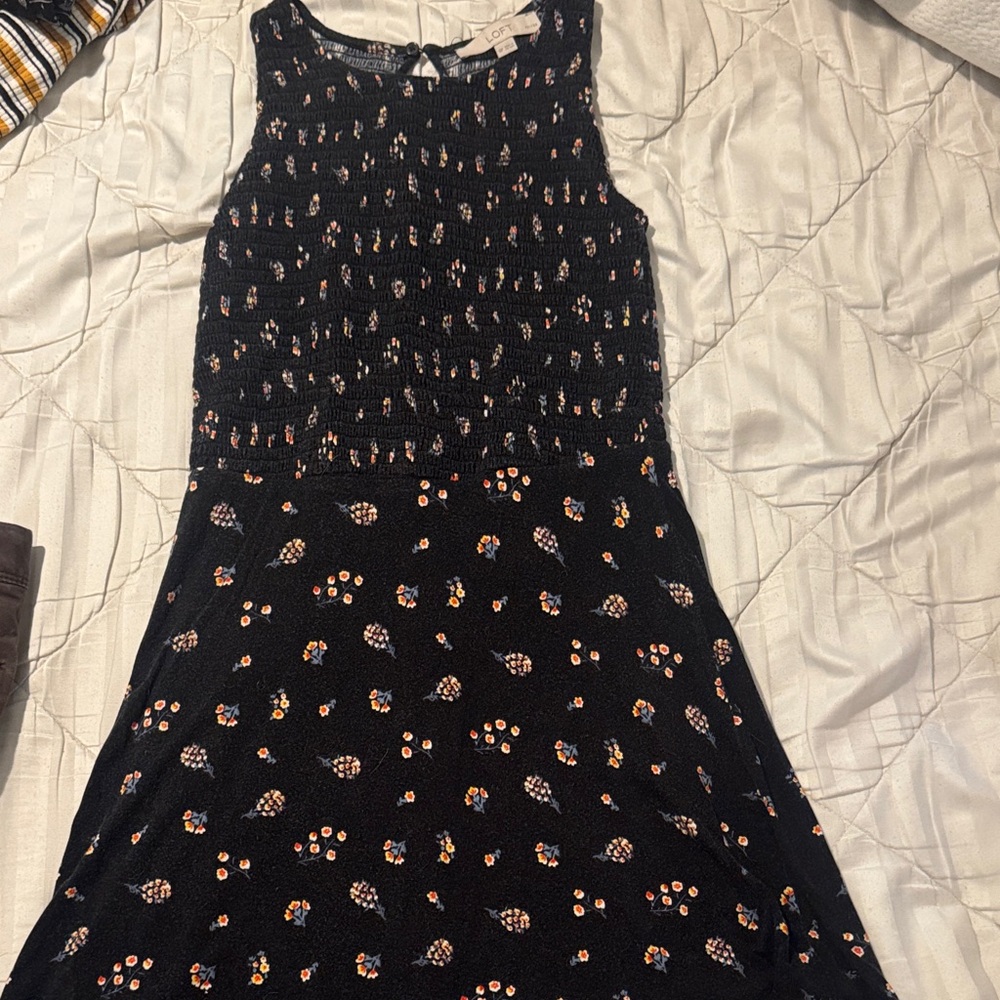 LOFT Black Floral Maxi Dress